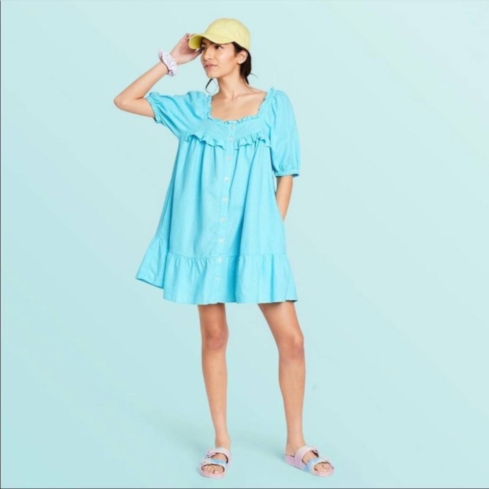 NWT Stoney Clover Lane x Target Blue Short Sleeve Ruffle Dress - XL